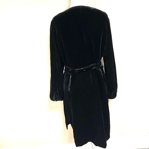 J Crew black velvet wrap dress with tie belt Sz L - Picture 5 of 6